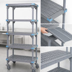 Thumbnail image #3 for Quantum Millenia QPM215486VS-5 5-Shelf Mobile Polymer Shelving Starter Unit, Gray, 54 x 21 x 86 Inches