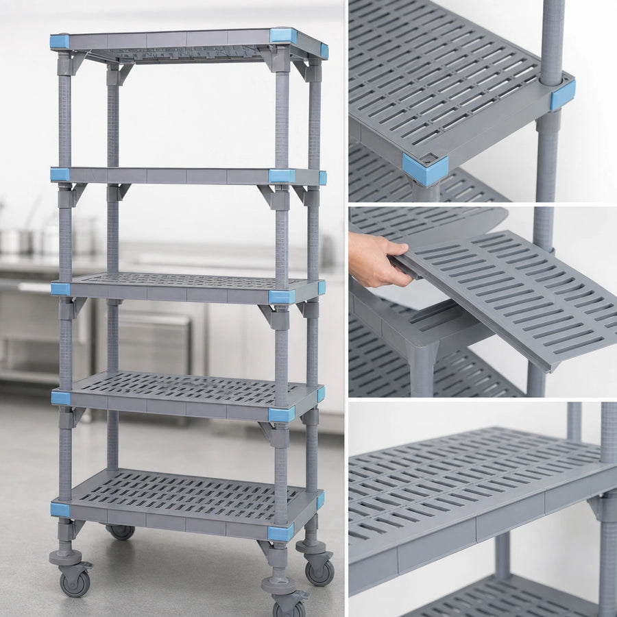 Five Open Grid Shelves