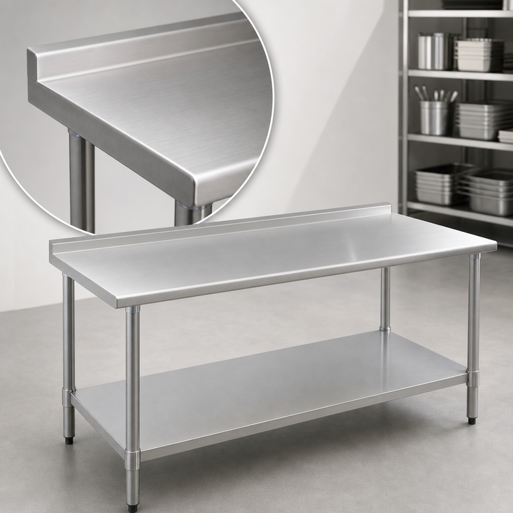 Product image #3 for Eagle BlendPort Deluxe Series Stainless Steel Work Table with Adjustable Undershelf and 1-1/2 Inch Rear Upturn, 72 x 24 Inches