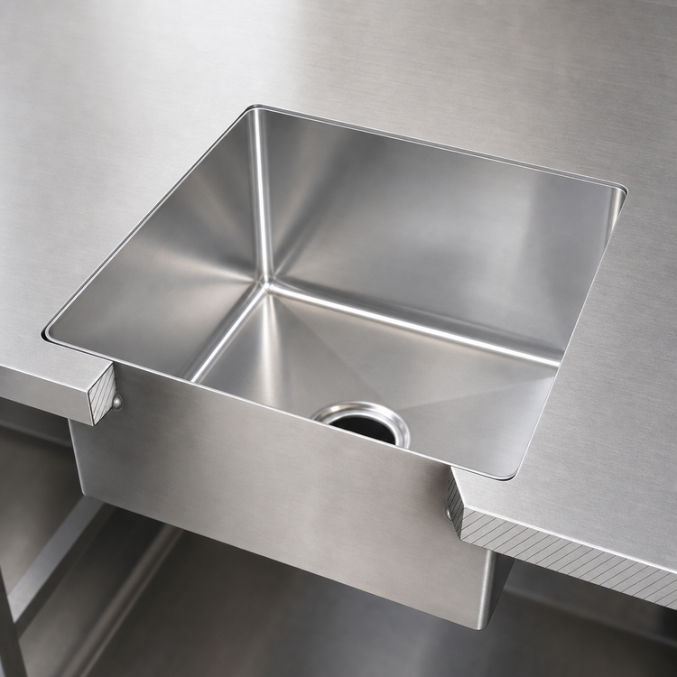 Product image #3 for John Boos Weld-In Undermount Single-Compartment Stainless Steel Sink, 20 x 20 x 8 Inch