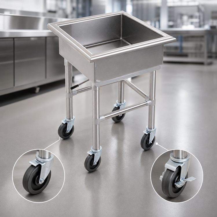 Product image #3 for Eagle Group Mobile Stainless Steel Soak Sink with 24" x 24" x 8" Compartment and Casters