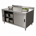 Thumbnail image #3 for BK Resources 36-Inch x 24-Inch Stainless Steel Chef Table with Cabinet Base, Sliding Doors, and 5-Inch Backsplash