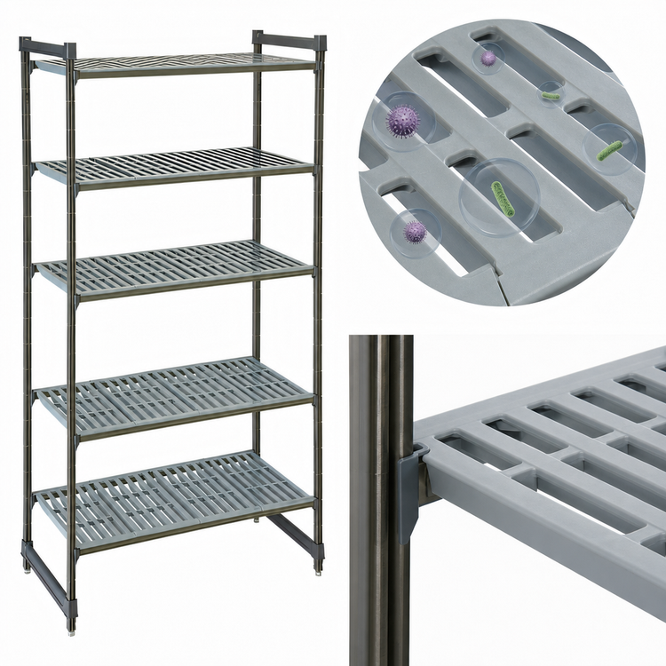 Product image #3 for Cambro Camshelving Basics Plus 5-Tier Stationary Vented Polymer Shelving Starter Unit, 24 x 30 x 84 Inches, Brushed Graphite