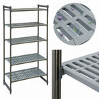Thumbnail image #3 for Cambro Camshelving® Basics Plus CBU243084V5580 5-Tier Stationary Vented Polymer Shelving Starter Unit, 24 x 30 x 84 Inches, Brushed Graphite