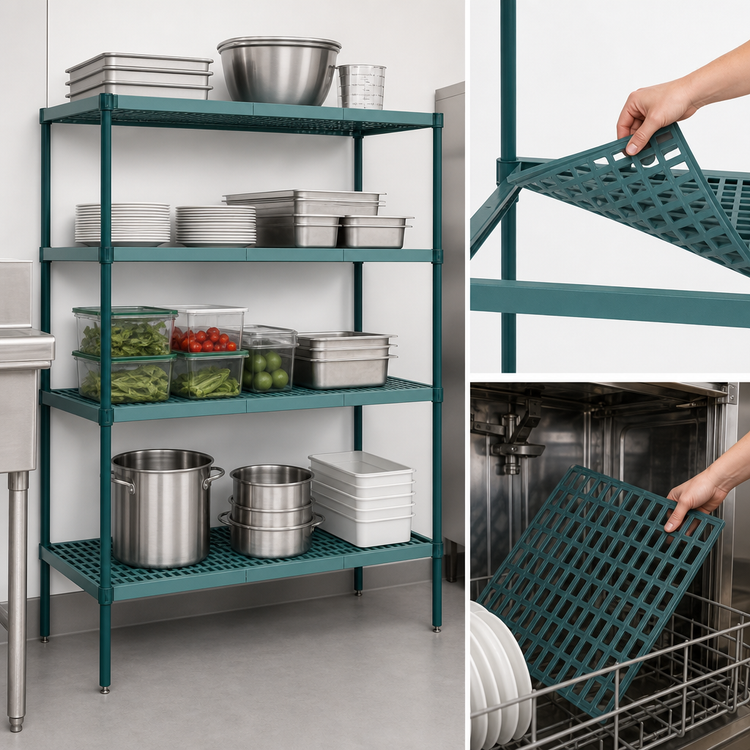 Product image #3 for Metro Super Erecta Pro Green Stationary Polymer Shelving Starter Unit, 24 x 36 x 63 Inches, 4 Shelves
