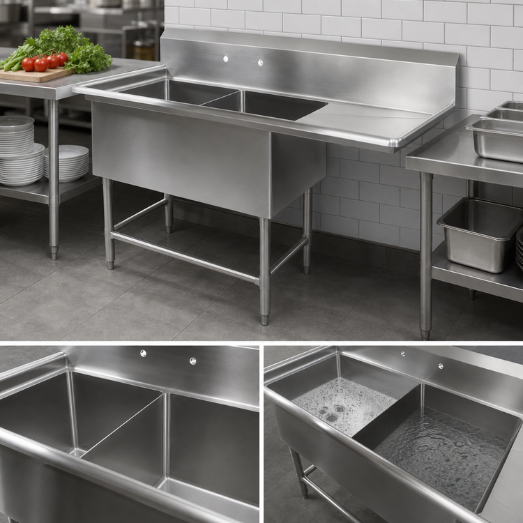 Product image #3 for John Boos Pro-Bowl 2-Compartment Stainless Steel Sink with 30-Inch Right Drainboard