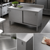 Thumbnail image #3 for John Boos Enclosed Base Work Table with Sliding Doors, 72W x 24D, 16-Gauge 300-Series Stainless Steel Top, 5-Inch Backsplash