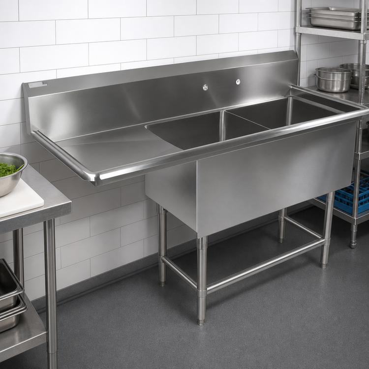 Product image #3 for John Boos Pro-Bowl 2-Compartment Sink with Left Drainboard, 60-3/16 Inch W x 25-1/2 Inch D, 16-Gauge 300 Series Stainless Steel