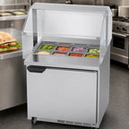 Thumbnail image #4 for Beverage Air SPE27HC-SNZ 27-Inch 1-Door Sandwich Top Refrigerated Prep Table with 8-Pan Top and Sneeze Guard