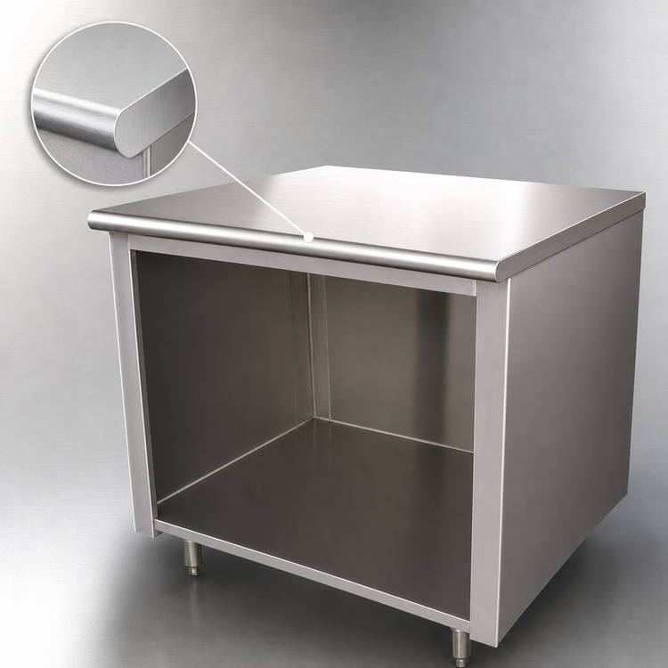 Product image #3 for Advance Tabco 144" x 24" Open Front Cabinet Base Stainless Steel Work Table with 14-Gauge 304 Top