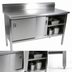 Thumbnail image #3 for John Boos Enclosed Work Table with Sliding Doors, 36 x 24 Inch, 14 Gauge 300 Series Stainless Steel Top, 5 Inch Backsplash