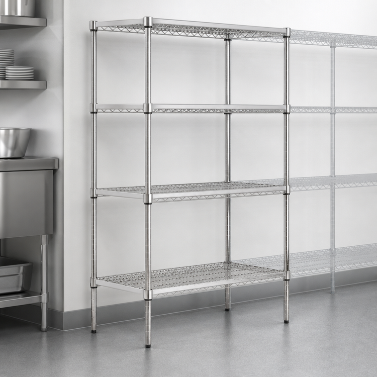 Product image #3 for Metro Super Erecta 36 x 24 x 63 Inch 4-Shelf Stationary Starter Wire Shelving Unit, Super Erecta Brite Finish