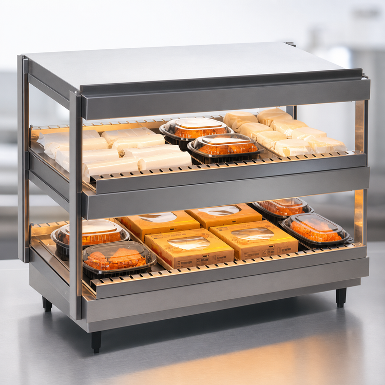 Product image #3 for Nemco 24-Inch Countertop Dual-Shelf Slanted Heated Food Merchandiser