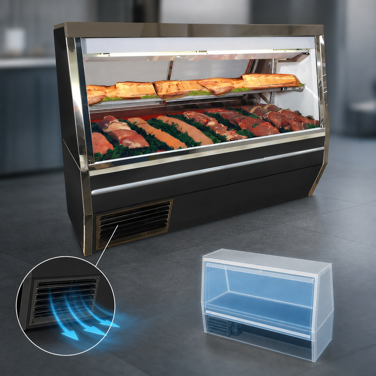 Product image #3 for Howard-McCray 34N Series 48-Inch Double Duty Red Meat Service Case, Self-Contained, LED, Black Exterior/White Interior
