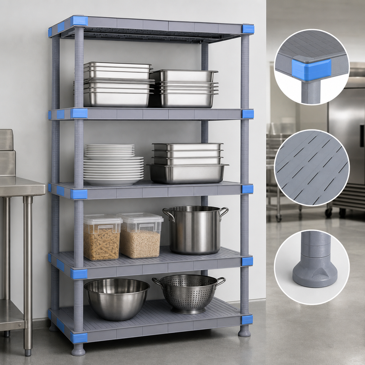 Product image #3 for Quantum Millenia 60"W x 18"D x 86"H Solid Polymer Starter Shelving Unit with 4 Shelves