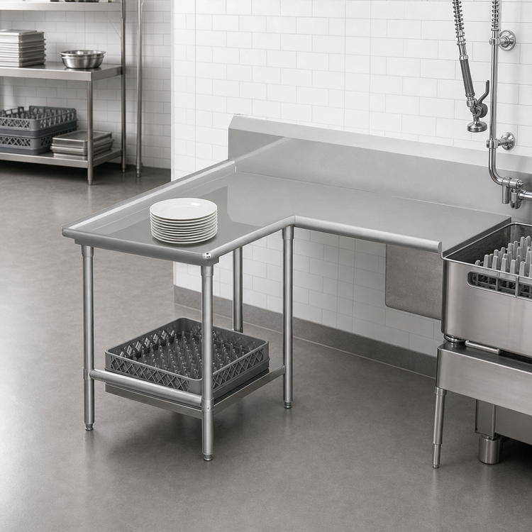 Product image #3 for John Boos Pro-Bowl L-Shaped Island Clean Dishtable, 60 x 48 Inch, Right-to-Left Operation