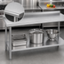 Thumbnail image #3 for Duke Deluxe Stainless Steel Work Table with 1-1/8-Inch Riser, 72-Inch x 30-Inch, Galvanized Base