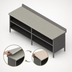 Thumbnail image #3 for John Boos 84-Inch x 30-Inch Poly Top Work Table with Open Front Cabinet Base and 5-Inch Backsplash