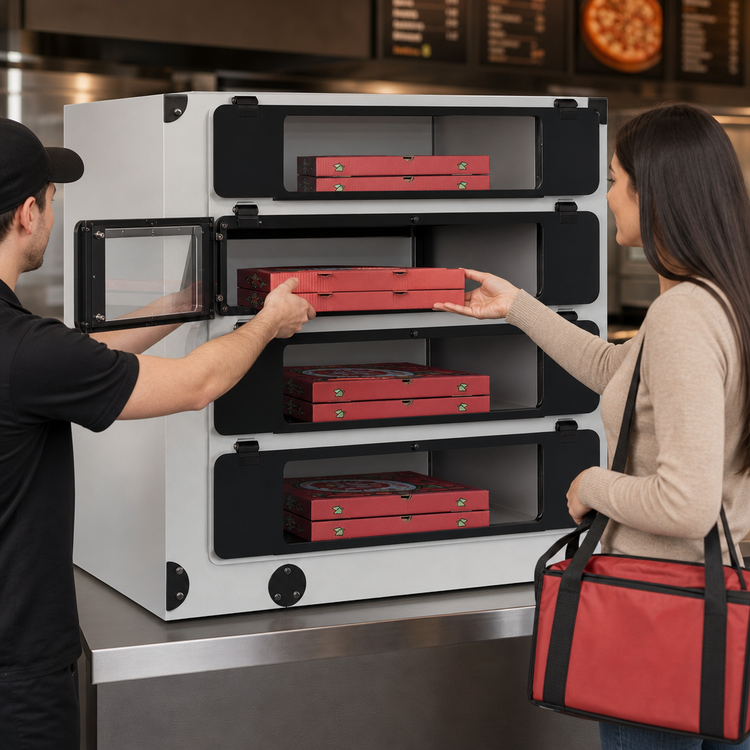 Product image #3 for Hatco Flav-R 2-Go™ Countertop Pizza Locker System, 77-7/8-Inch Wide, 4 Lockers, 120V