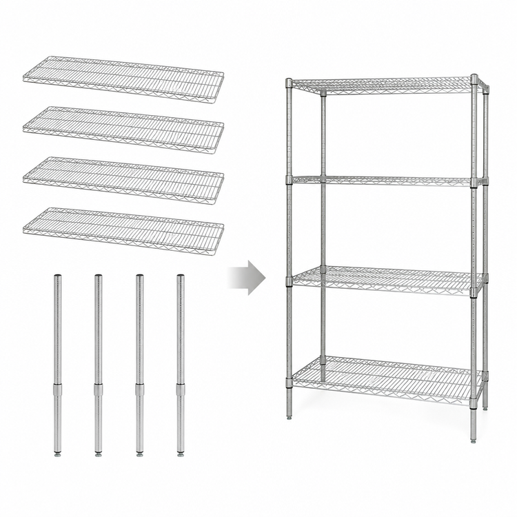 Product image #3 for Quantum WR63-3672C 72" x 36" x 63" Stationary Chrome-Plated Wire Shelving Starter Kit