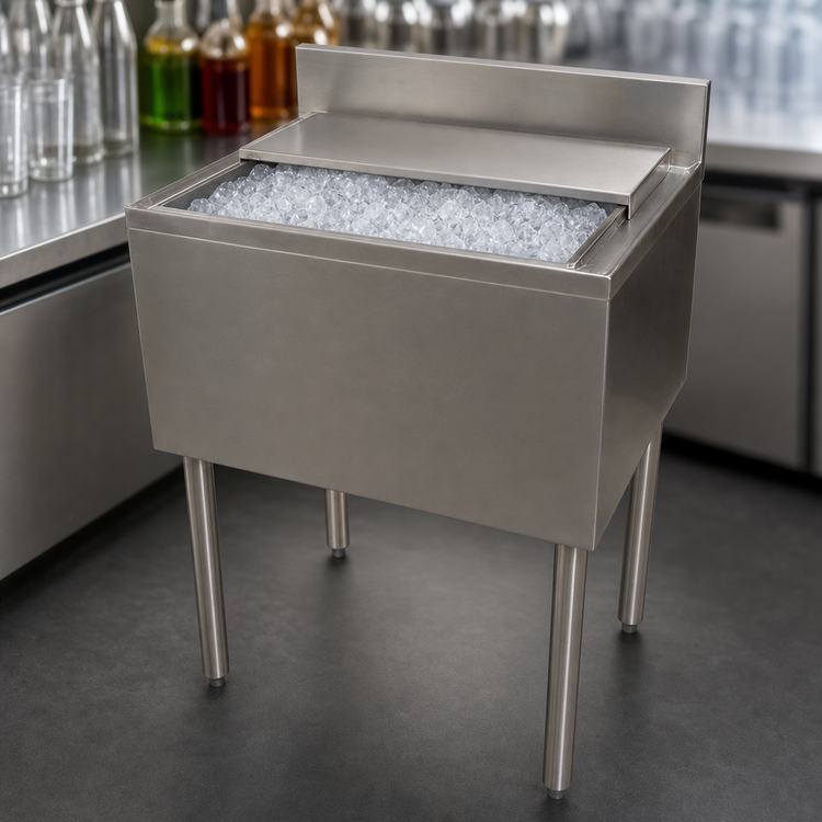 Product image #4 for BK Resources 30" x 18" 80 lb Insulated Underbar Ice Bin with Sliding Cover