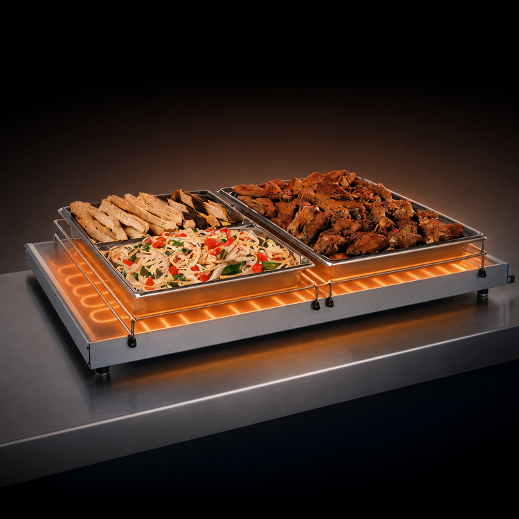Product image #3 for Hatco Glo-Ray Freestanding Heated Shelf, 60-Inch Wide x 17-1/2-Inch Deep, Stainless Steel Top