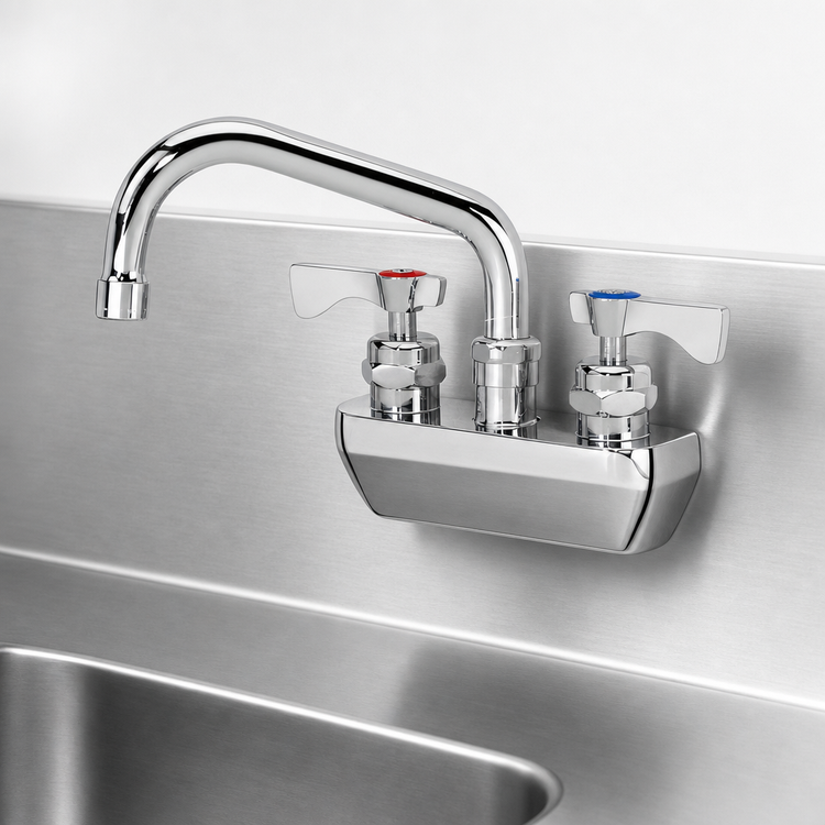 Product image #3 for Krowne Royal Series Splash-Mounted Commercial Faucet with 6-Inch Swing Spout, 4-Inch Centers, Chrome Finish