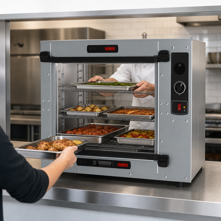 Product image #4 for Metro HotBlox Xpress S6 Pass-Thru Countertop Hot Food Holding Cabinet with Basic Controls and Clear Flip Doors