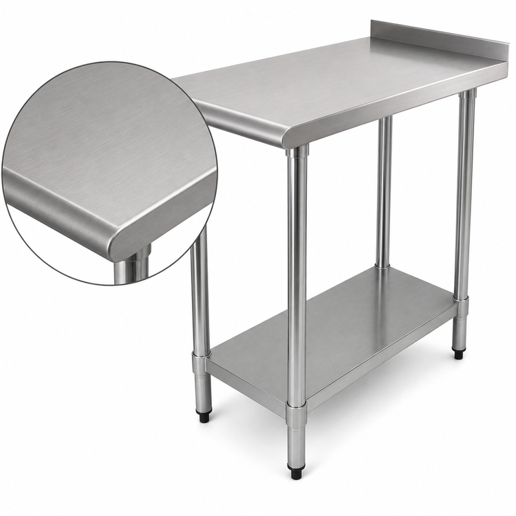 Product image #3 for Advance Tabco Special Value 18" x 30" Stainless Steel Equipment Filler Table with Undershelf and Rear Splash
