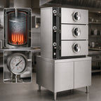 Thumbnail image #3 for Crown EC-3 3-Compartment Electric Pressure Steamer with Cabinet Base