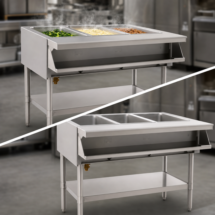 Product image #3 for Eagle Group SHT3-208-X 48-Inch Sealed Well Electric Hot Food Table, Open Base, 3 Wells
