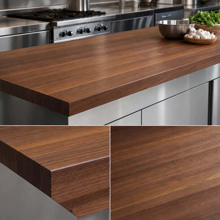 Product image #3 for John Boos Boos Block Full-Length Edge Grain American Black Walnut Kitchen Countertop, 120 x 27 x 3 Inch