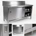 Thumbnail image #3 for 60 Inch x 30 Inch 14-Gauge Stainless Steel Enclosed Work Table with Cabinet Base, Sliding Doors, and 5 Inch Backsplash
