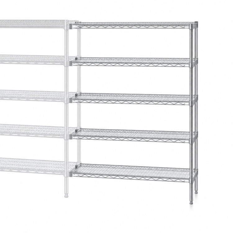 Product image #3 for EAGLEbrite 5-Tier Wire Add-On Shelving Unit, 36W x 24D x 74H, Zinc Finish