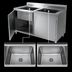 Thumbnail image #3 for Klinger's Trading 60-Inch Two-Compartment Cabinet Base Stainless Steel Sink with Hinged Doors