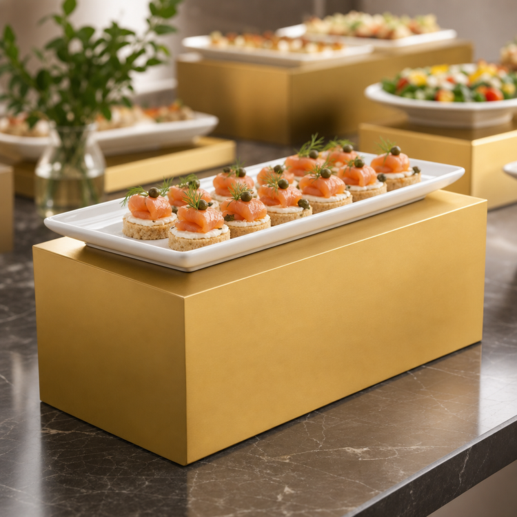 Product image #4 for American Metalcraft Gold Stainless Steel Cube Buffet Riser, 12 x 4 x 4 Inches
