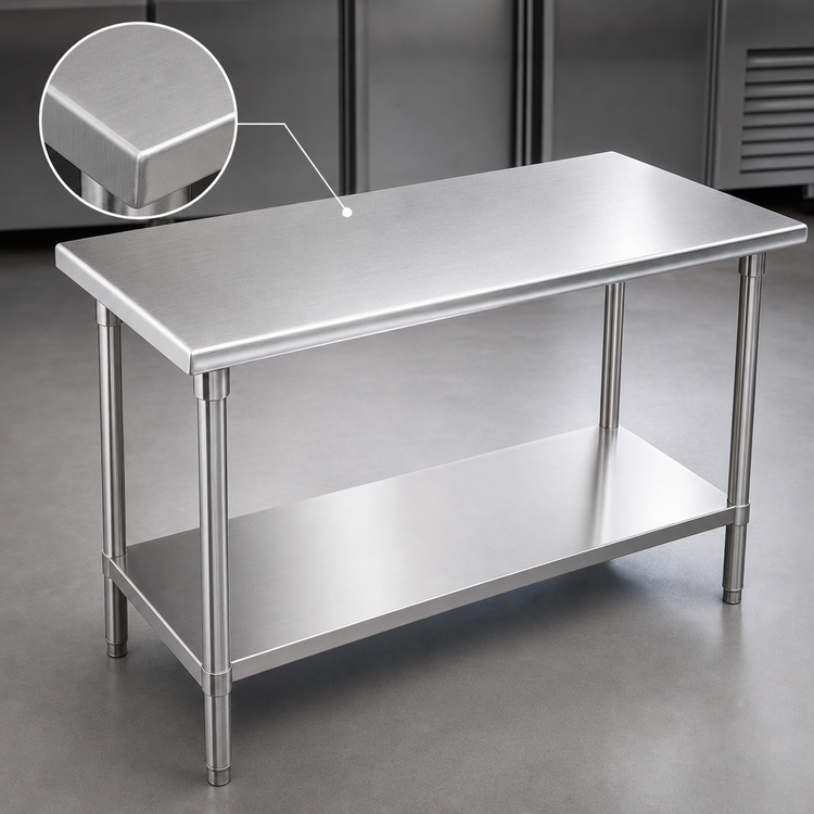 Product image #3 for Advance Tabco 72 Inch x 36 Inch 16-Gauge 304 Stainless Steel Flat Top Work Table with Undershelf