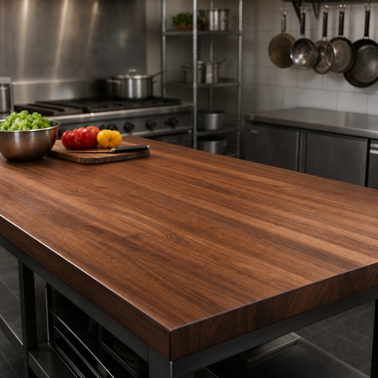 Product image #3 for Boos Block American Black Walnut Kitchen Countertop, 96 x 36 x 1-1/2 Inch, Full-Length Edge Grain, Varnique Finish
