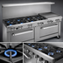 Thumbnail image #3 for Southbend Ultimate 72-Inch Natural Gas Restaurant Range with 6 Open Burners, 36-Inch Thermostatic Griddle, and 2 Convection Ovens