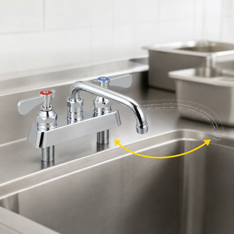 Product image #3 for OptiFlow Heavy Duty Solid Body Deck-Mount Manual Faucet with 8-Inch Swing Spout