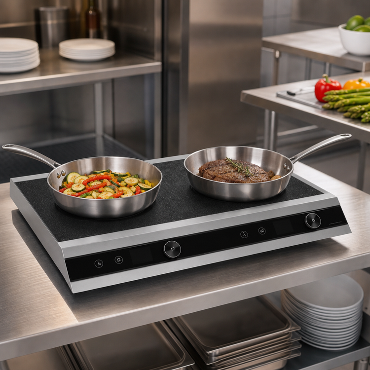 Product image #3 for Hatco Rapide Cuisine® Countertop Side-to-Side Dual Induction Range with 2 Burners, 208-240V