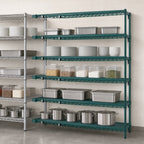 Thumbnail image #4 for Metro Super Erecta 5AA577K3 Add-On Wire Shelving Unit, 72"W x 24"D x 74"H, 5 Shelves, Green Epoxy Finish