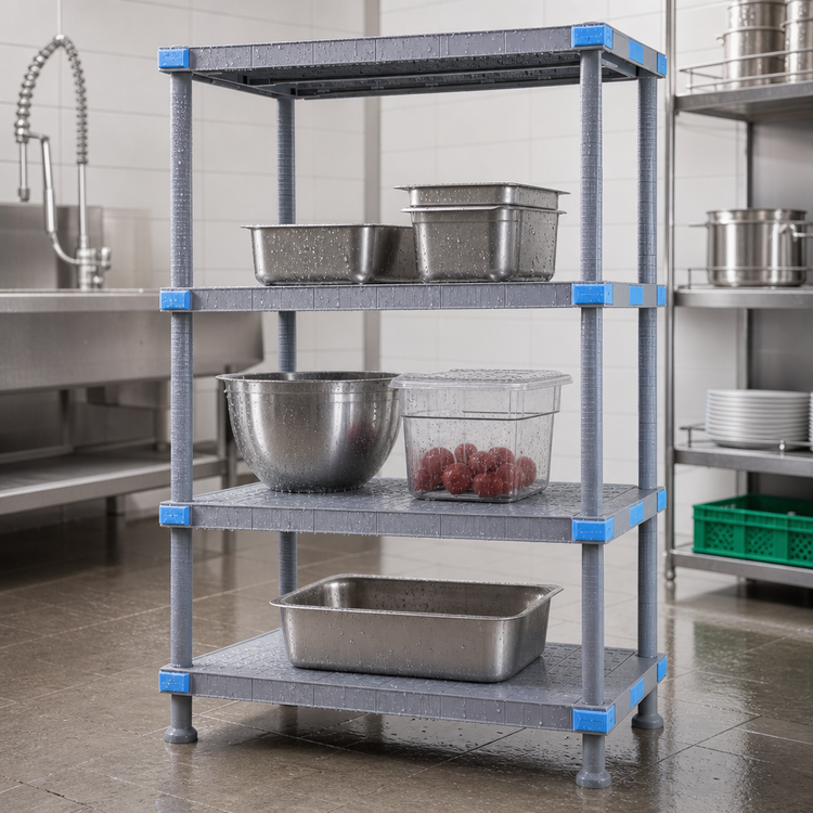 Product image #3 for Millenia 24-Inch W x 24-Inch D x 50-Inch H Gray Polymer Stationary Starter Shelving Unit with 4 Solid Shelves