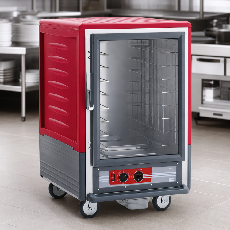 Product image #3 for Metro C5 3 Series Half-Height Mobile Heated Holding Cabinet with Clear Polycarbonate Door and Fixed Wire Slides