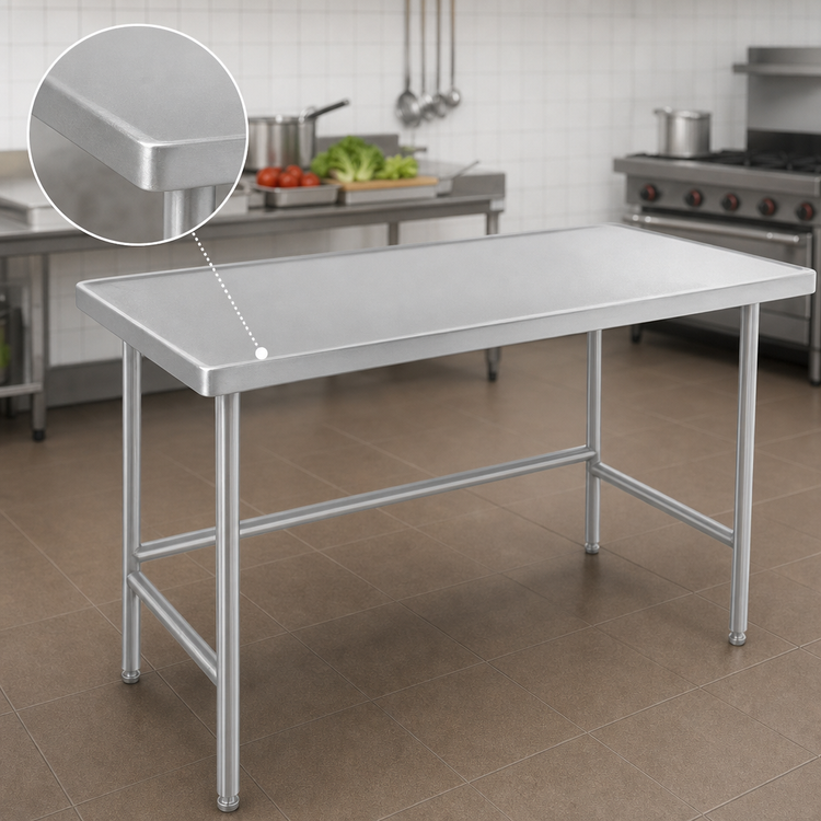 Product image #3 for Advance Tabco TVSS-4810 120" x 48" Open Base Stainless Steel Work Table with 14-Gauge 304 Top