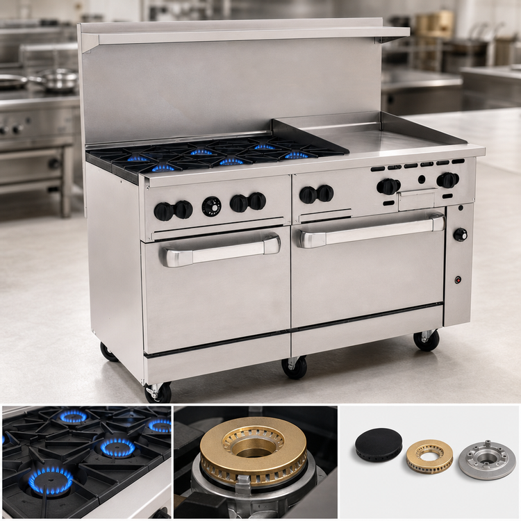 Product image #3 for Vulcan Endurance 60-Inch Propane Gas Restaurant Range with 6 Open Burners, 24-Inch Manual Griddle and 2 Standard Ovens