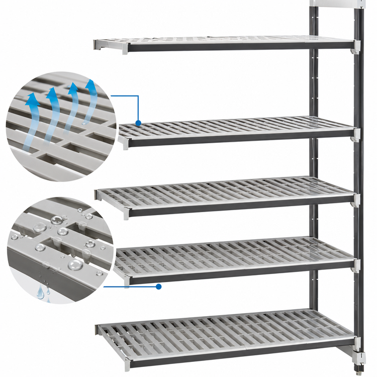 Product image #3 for Cambro Camshelving Elements XTRA 24"W x 54"L x 72"H Stationary 5-Shelf Vented Add-On Polymer Shelving Unit