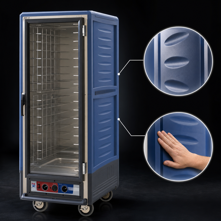 Product image #3 for Metro C5 3 Series Blue Insulation Armour Mobile Full-Height Moisture Heated Holding and Proofing Cabinet with Lip Load Slides, 35-Pan, 120V