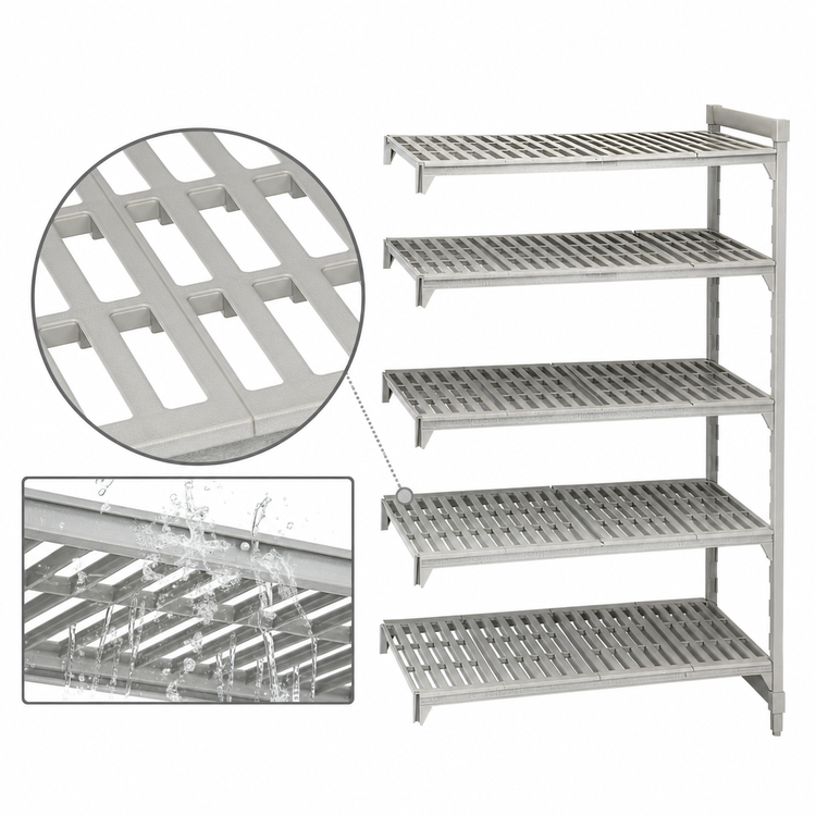 Product image #4 for Cambro Camshelving Premium Stationary 5-Shelf Vented Add-On Shelving Unit, 21 x 48 x 84 Inches, Speckled Gray