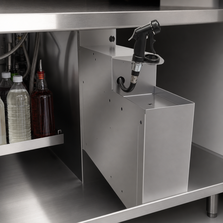 Product image #3 for Glastender 6-Inch Underbar Stainless Steel Soda Gun Holder with Integral Drip Pan